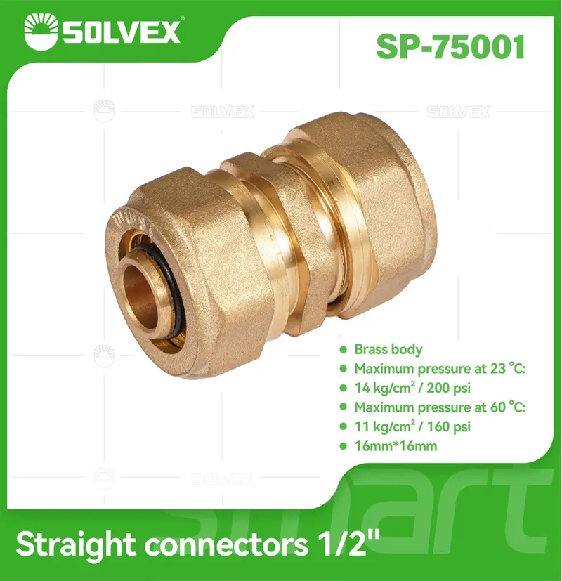 Brass Straight Compression Coupling – 1/2" (16 Mm) Direct-Connect Fitting For Water And Gas Tubing 1