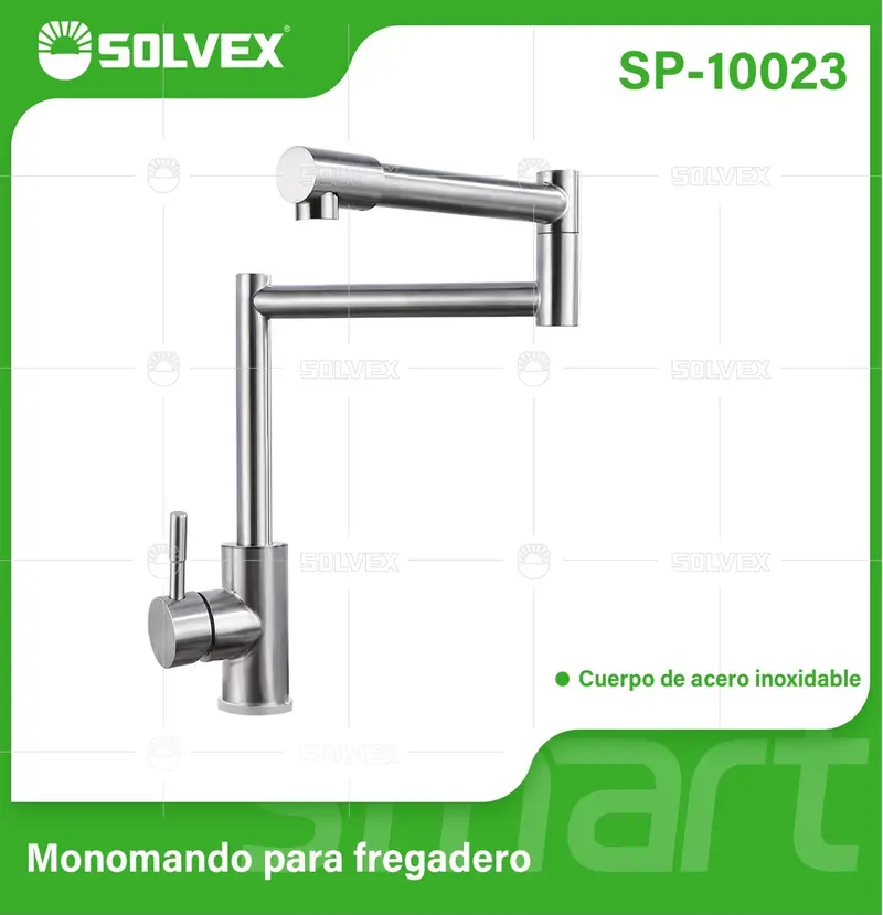 Brushed Stainless Steel Kitchen Faucet With Dual-Section Articulating Spout And Mixer Handle 1