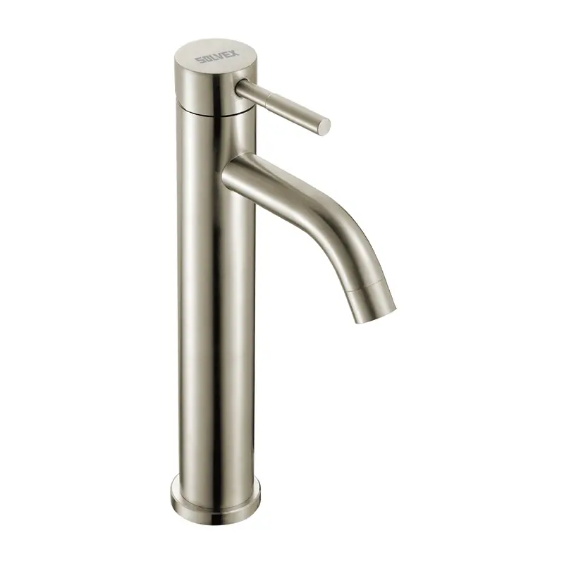 Brushed Stainless Steel Single-Handle Bathroom Faucet With Dual-Temp Spout 2