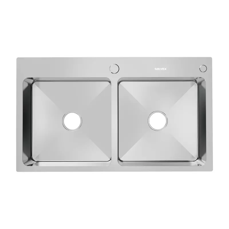 Built-In Double-Basin Kitchen Sink 75X46X22 Cm – Brushed Stainless Steel 2