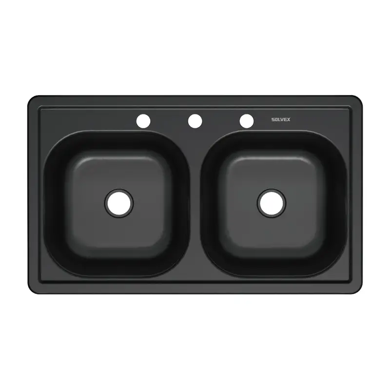 Built-In Double-Basin Kitchen Sink 84X48X15 Cm – Matte Black Stainless Steel 2