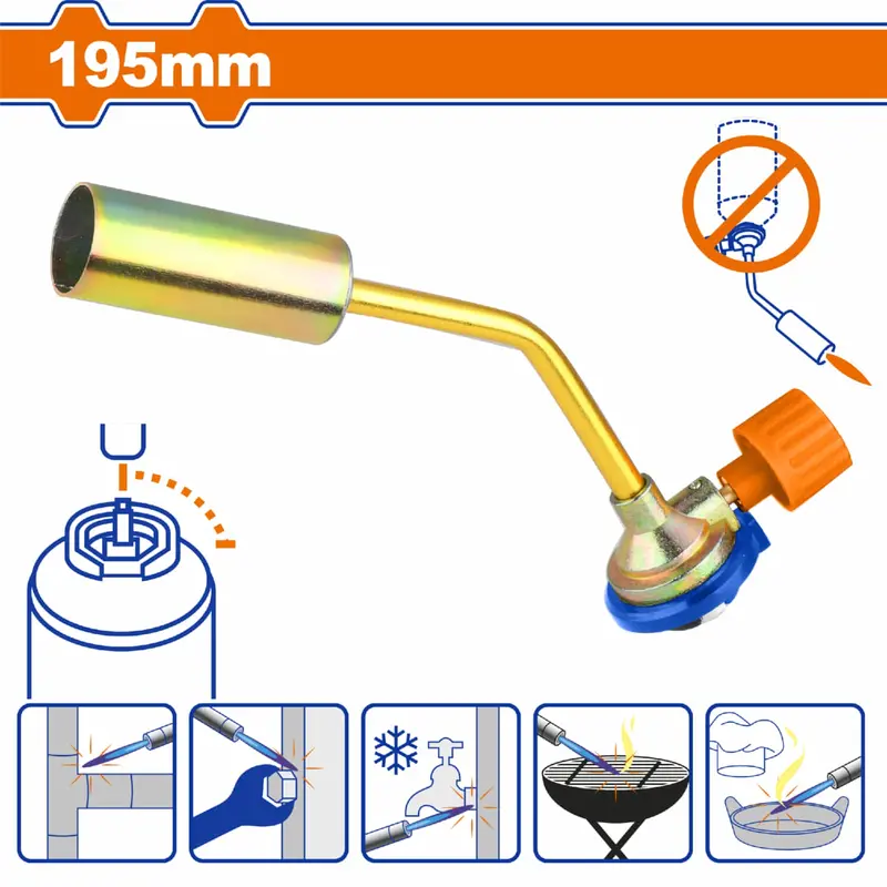 Butane Torch – 195 Mm, Manual Ignition, 258 G/H Fuel Consumption, Household Use, Non-Invertible Design 1