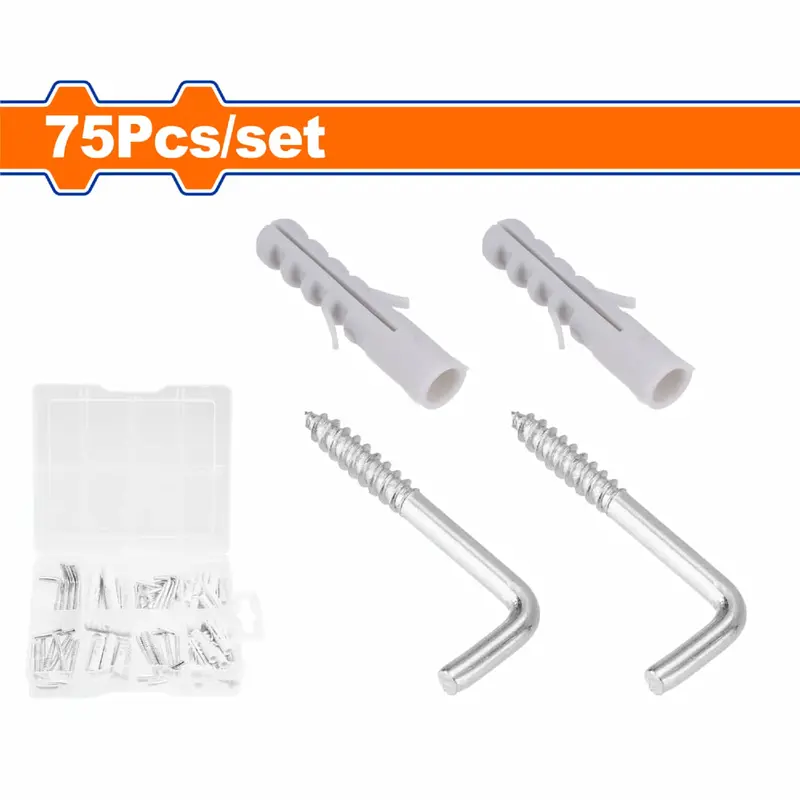 Carbon Steel L-Shaped Screw & Anchor Kit – Galvanized, 75-Piece Set (3–8 Mm Diameters, Various Lengths) 1
