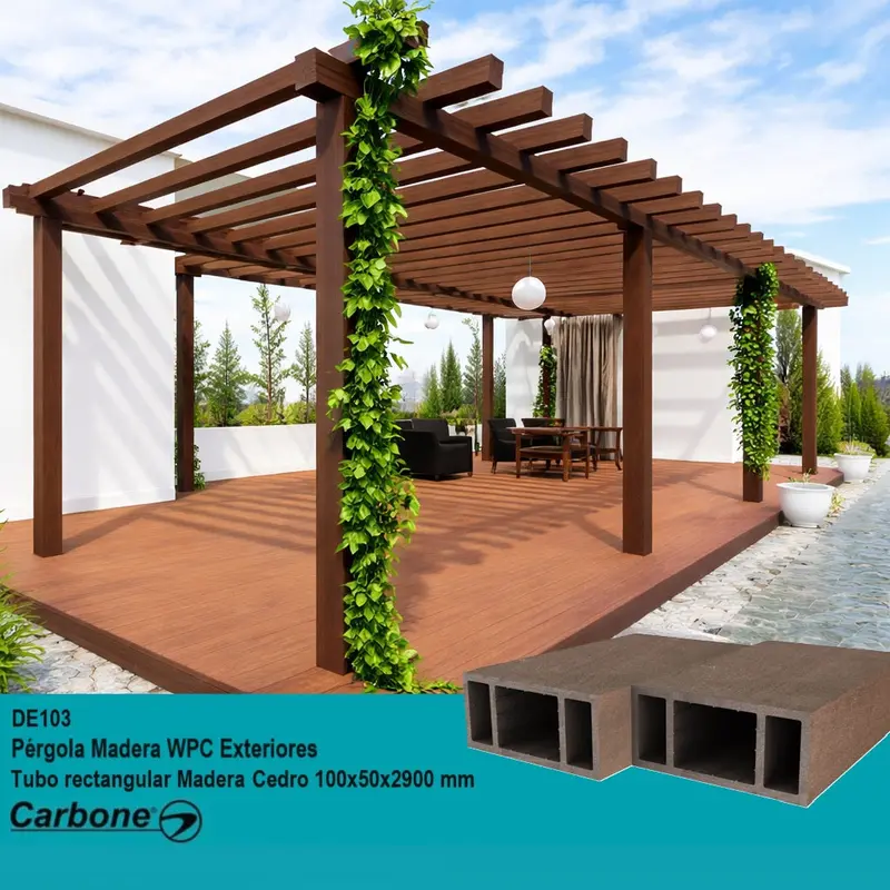 Cedar-Finish Wpc Rectangular Pergola Beam – 2" X 4" (100 X 50 X 2900 Mm) 1