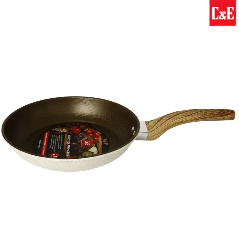Ceramic-Coated Cast Iron Frying Pan – 24 Cm (9.5") Pfoa-Free, Wood-Style Bakelite Handle 1