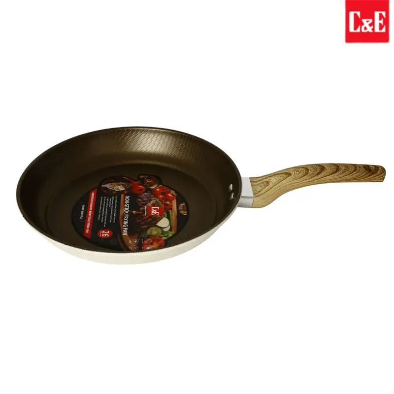 Ceramic-Coated Cast Iron Frying Pan – 26 Cm (10") Pfoa-Free, Wood-Style Bakelite Handle 1
