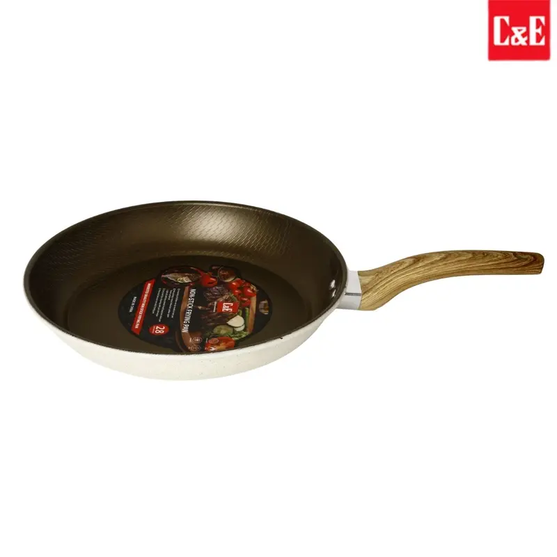 Ceramic-Coated Cast Iron Frying Pan – 28 Cm (11") Pfoa-Free, Wood-Style Bakelite Handle 1