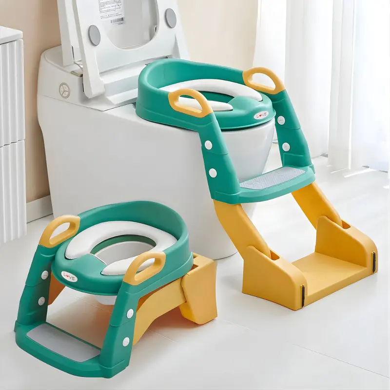 Child Potty Training Step Stool – 2-In-1 Toilet Seat & Safety Ladder – Green 1