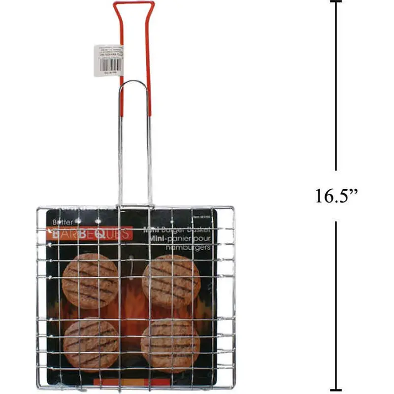 Chrome 4-Section Mini Burger Basket – 16.5" Long Bbq Accessory 1