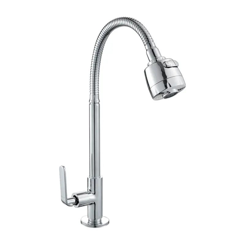 Chrome Kitchen Sink Faucet With Flexible Spout And Dual-Function Spray Mode 2