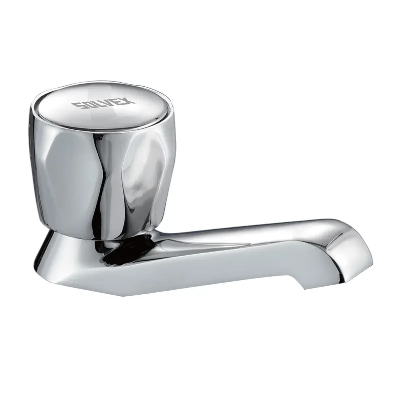 Chrome-Plated Brass Basin Faucet – Short-Spout Single Handle With Hex Knob & Brass Cartridge 2
