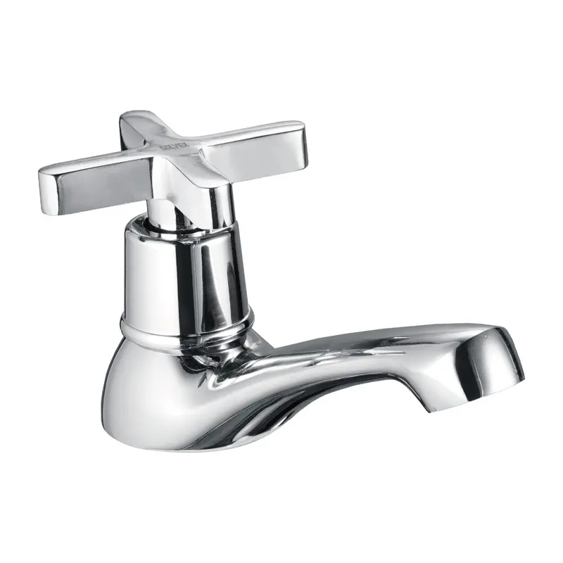 Chrome-Polished Brass Single-Hole Bathroom Faucet: Cold-Only Lavatory Tap With Sleek Spout 2