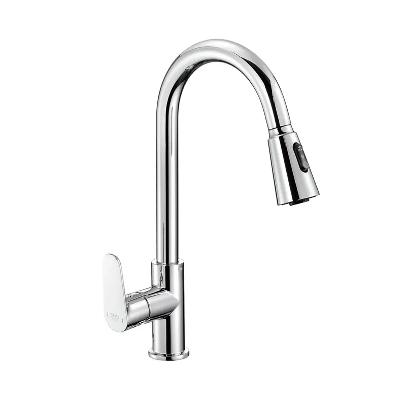 Chrome Retractable Hose Kitchen Faucet – Swan-Neck Utility Faucet With Triple Spray Modes, Lifetime Warranty 2