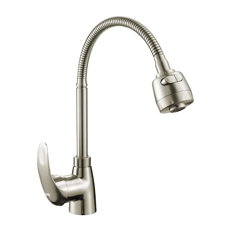 Chrome Zinc Kitchen Faucet For Utility Sinks – Single-Lever Swivel Spout With Dual-Mode Spray (Spray/Rinse) 2
