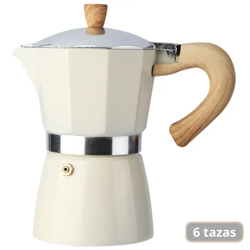 Classic Aluminum Moka Pot – 6-Cup (300 Ml) Food-Grade Stovetop Espresso Maker With Heat-Resistant Wooden Handle, White 1