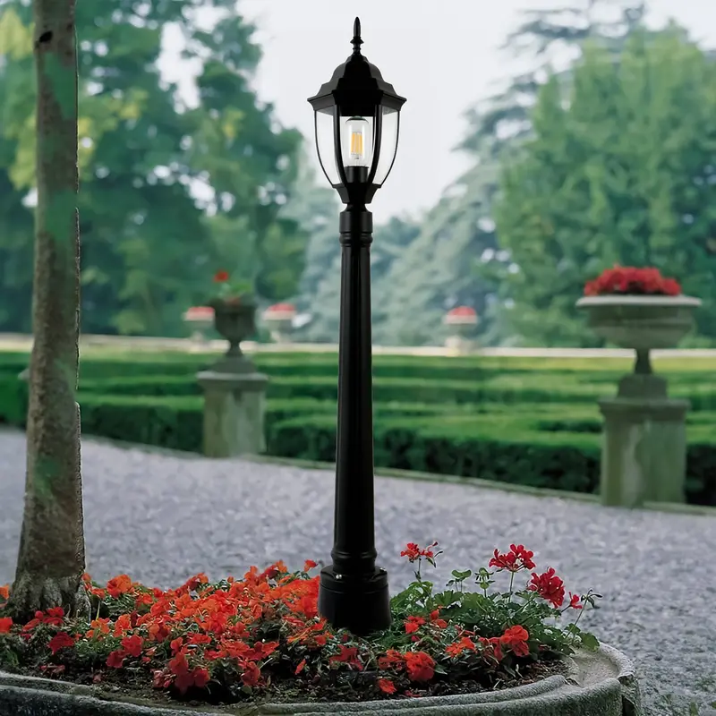 Classic Black Bollard Post Light – E27 Exterior Lamp For Gardens, Driveways, And Entry Areas 1