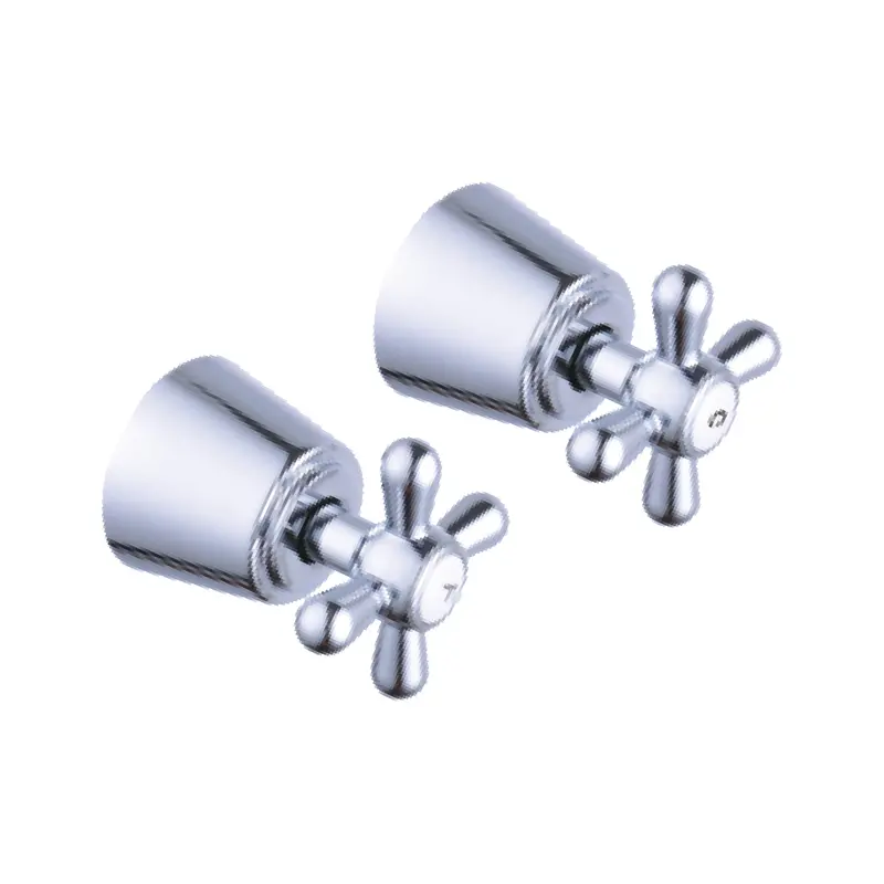 Classic Cross-Style Chrome-Plated Zinc Shower Handles – Pair Set 2