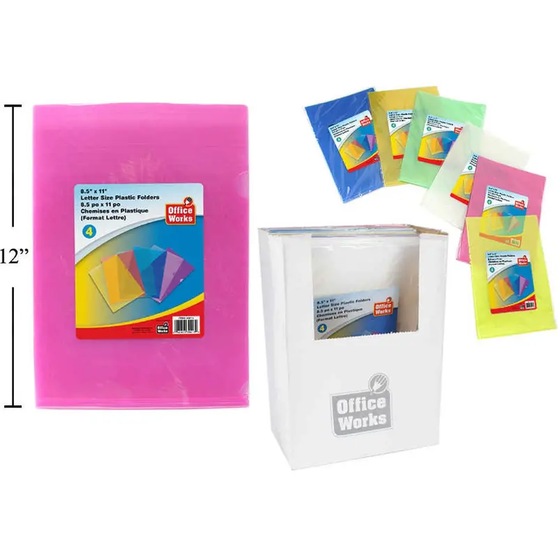 Clear Letter-Size Document Folder — 4-Pack, 8.5 × 11 Inches, Assorted Colors 1