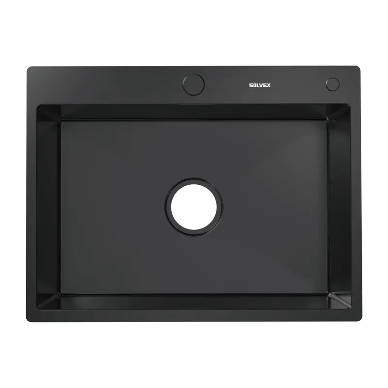 Compact Built-In Kitchen Sink 60X46X22 Cm – Matte Black Stainless Steel 2
