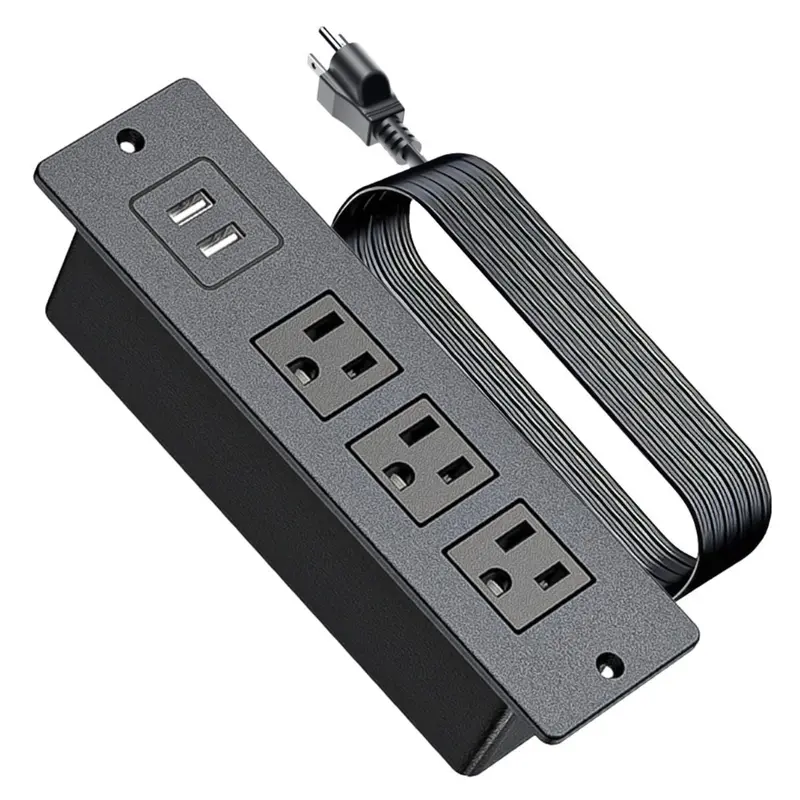 Concealed Wall-Mount Power Strip – 3 Ac Outlets + 2 Usb Ports, Low-Profile Furniture Extension 1