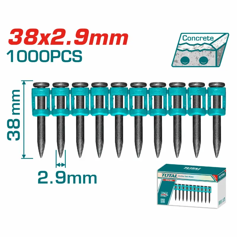 Concrete Nail Gun Nails – 2.9×38Mm, 1000-Pack, Grade 60 Steel 1
