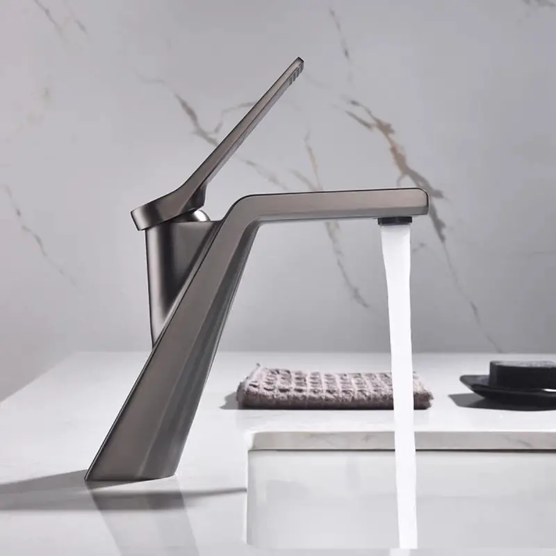 Contemporary Washbasin Faucet – 25 Cm Monobloc, Matte Gray Finish, Balanced Proportions 1