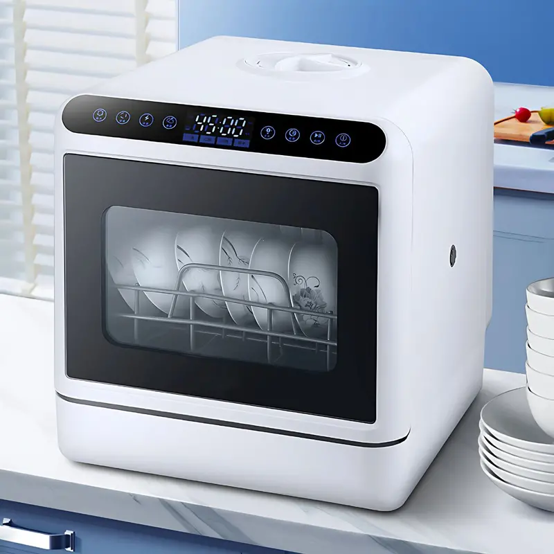 Countertop Portable Dishwasher – Compact 110V Tabletop Unit With 4 Wash Cycles – 46×46×41 Cm 1