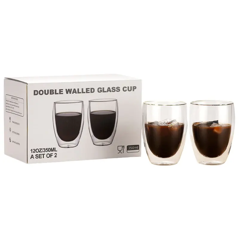Double-Walled Glass Tumblers – 2-Pack 350Ml (11.8 Oz) Heat- & Cold-Resistant Cups For Coffee, Tea & More 1