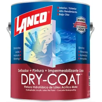 Dry-Coat Waterproof Paint – 1-Gallon Smooth Matte Pastel White Finish 1