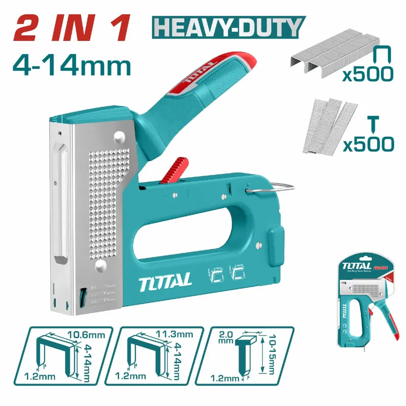 Dual-Function Industrial Stapler & Brad Nailer – 4–14Mm Staples & 10–14Mm Brad Nails, Includes Starter Staples 1