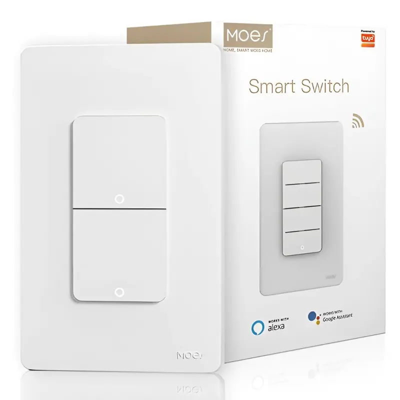 Dual-Gang Wifi Wall Switch With Neutral – Smart Toggle For Two Circuits, Compatible With Alexa & Google Assistant (10A, 90–240V) 1