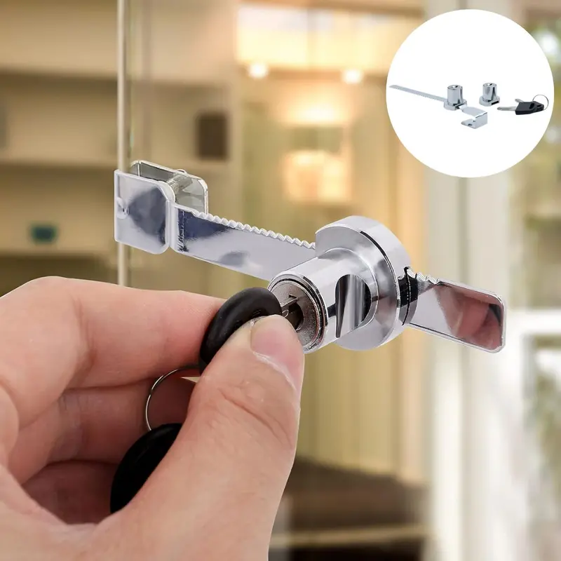 Dual-Glass Door Lock – Adjustable Anti-Theft Keyed Lock For Glass Thickness 2–8 Mm (Display Cases, Freezers, Vitrines) 1