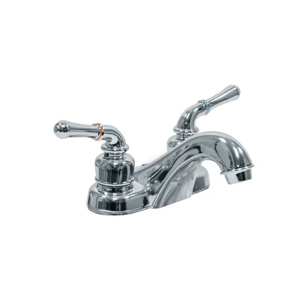Dual-Handle Polished Chrome Bathroom Faucet And Pop-Up Drain Assembly – Premium Design 1