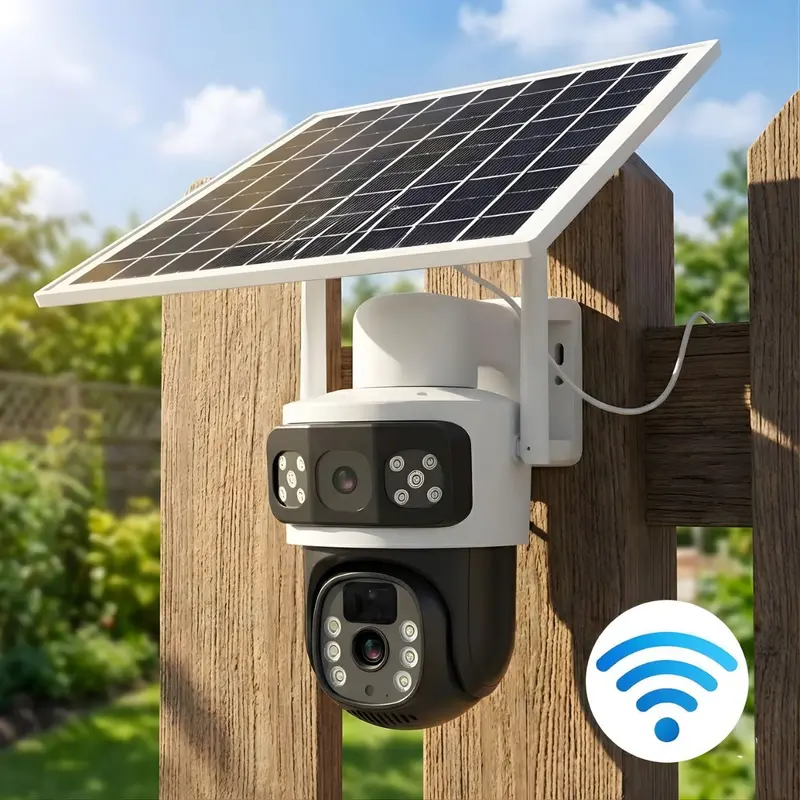 Dual-Lens Solar-Powered Wifi Security Camera T8 (White) – Full-Color Night Vision, 355° Ptz, Two-Way Audio 1