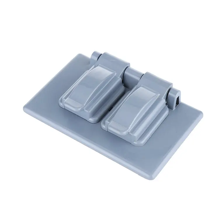 Dual Outdoor Safety Socket Cover – Weatherproof Plastic Enclosure, Gray Finish, Tamper-Resistant Design 1