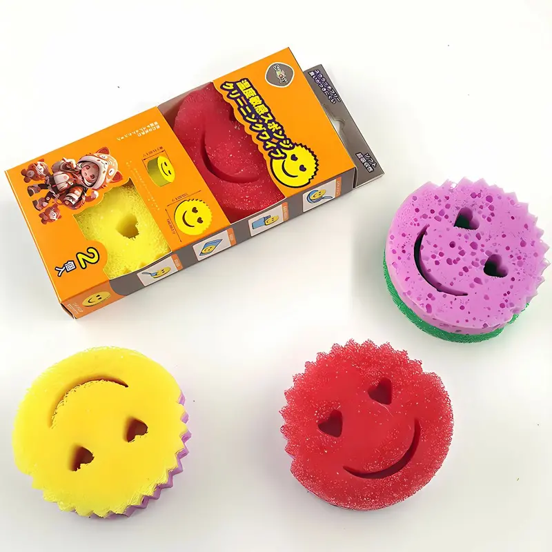 Dual-Pack Multipurpose Cleaning Sponge – Kitchen Scrubber Soft In Warm Water, Firm In Cold, Assorted Colors 1