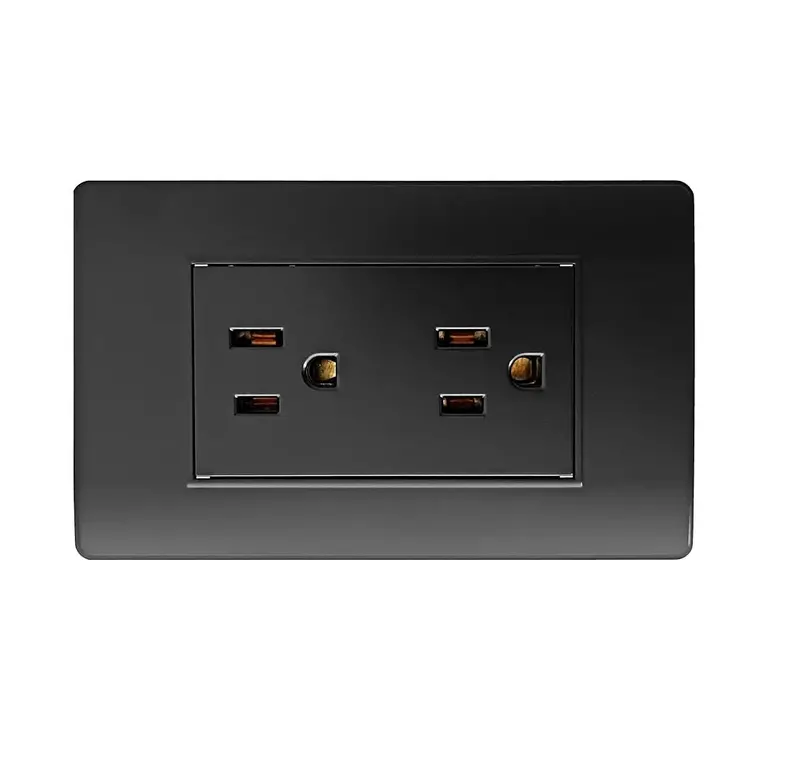 Dual Receptacle Outlet – 15A, 125V, 60Hz, Sleek Matte Black Housing 1