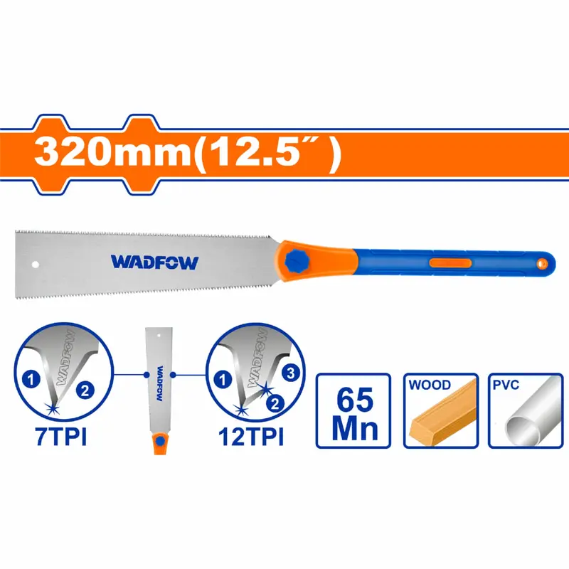 Dual-Tooth Japanese Pull Saw – 12.5" (650 Mm), 7/12 Tpi, 65Mn Steel Blade For Wood And Pvc 1
