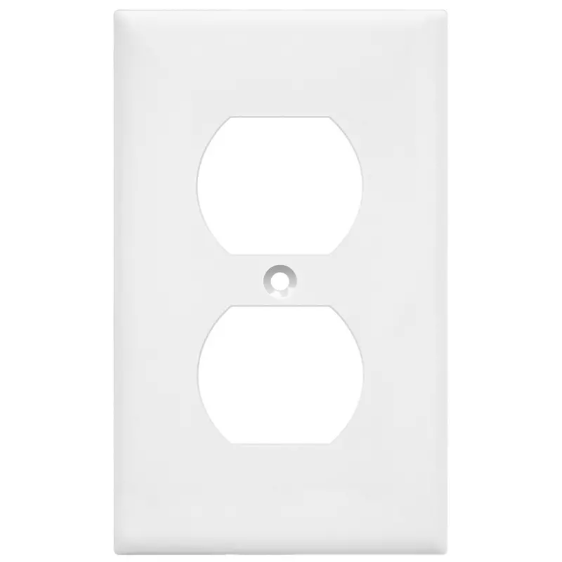 Economy White Double-Gang Receptacle Cover – Includes Metal Screws 1