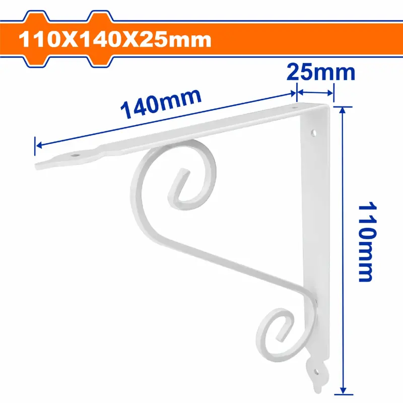 Elegant 4" X 5.5" Shelf Bracket – 4-Mount White Support, 40 Kg Load Capacity, 2.8 Mm Thickness 1
