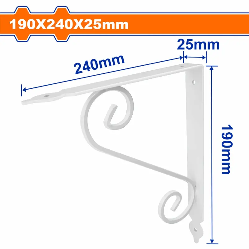 Elegant Shelf Bracket – 7.5×9 Inches, 3.3Mm Thickness, 4-Mount Design, 60Kg Capacity, White Finish 1