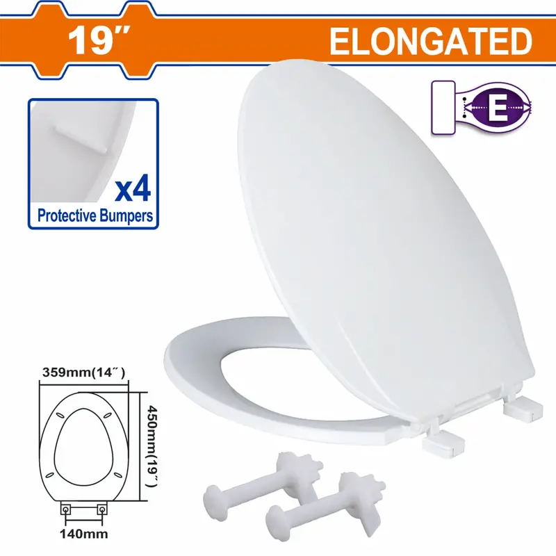 Elongated Toilet Seat Cover – 19-Inch White Lid With Mounting Hardware Included 1
