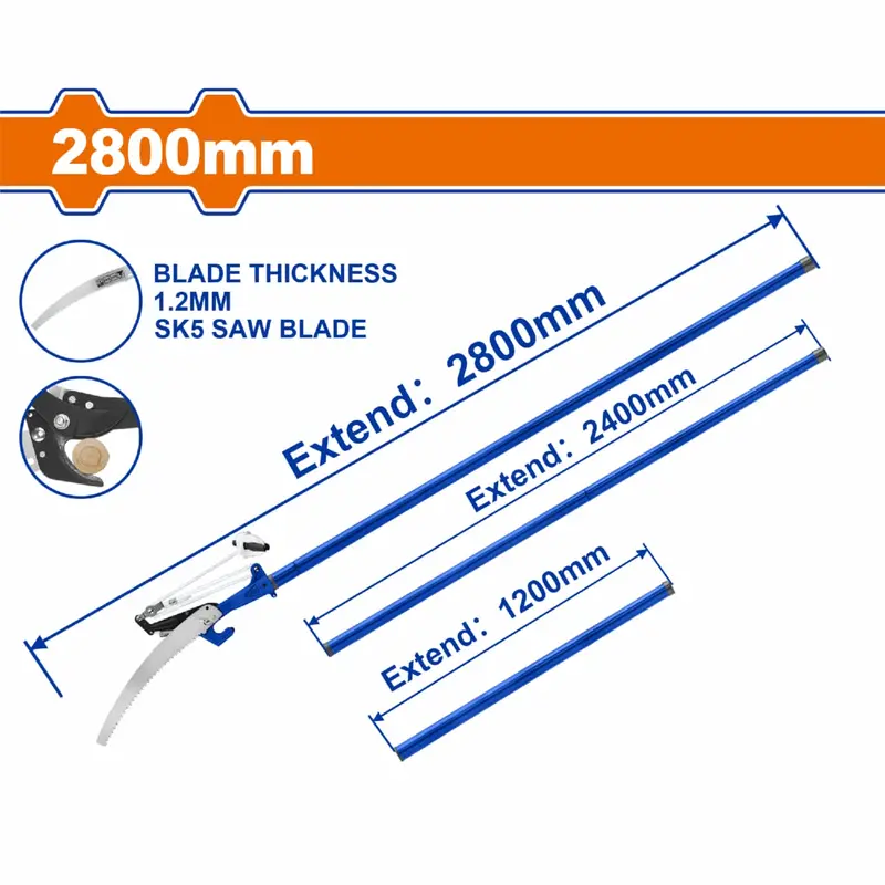 Extendable Pruning Saw – 2.8 M Reach, 25 Mm Cutting Diameter, Sk5 Steel Blade, 3-Edge Tooth Design 1