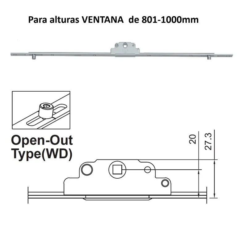 External Projection Transmission Bar For Upvc & Aluminum Windows – Max Height: 1000 Mm 1