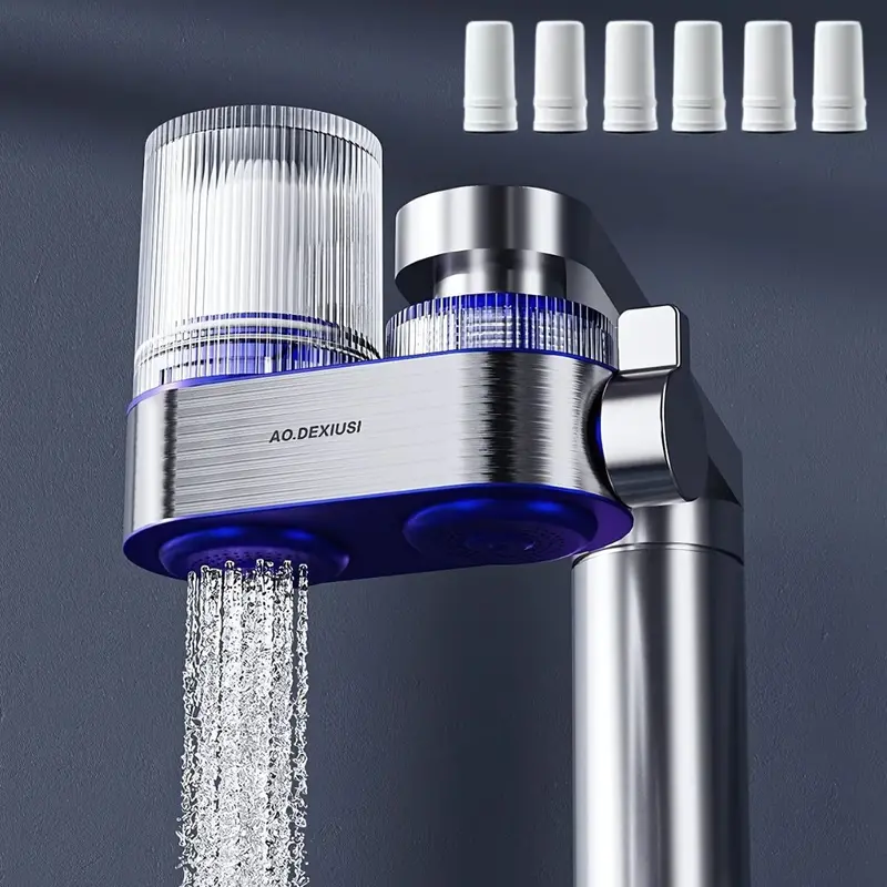 Faucet-Mount Water Filter System – Kitchen Tap Purifier With Dual Outlet & 6 Replacement Cartridges Included 1