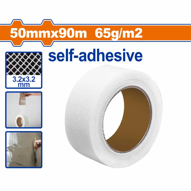 Fiberglass Mesh Drywall Tape For Gypsum Joints And Seams – Self-Adhesive, 50Mm X 90M, 65G/M², White 1