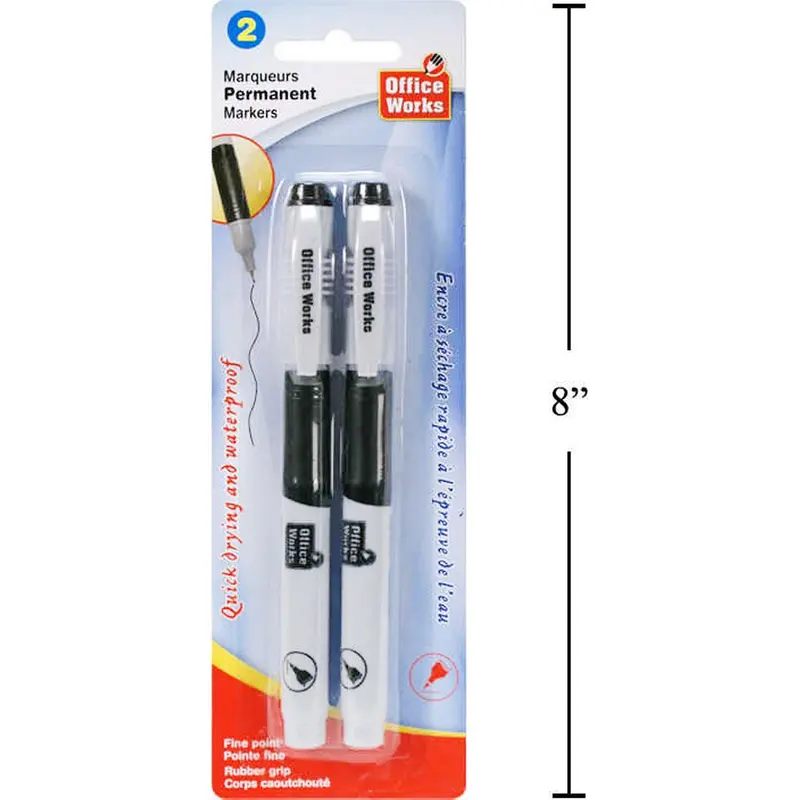 Fine-Tip Permanent Marker Set – 2-Pack, Black Ink, Quick-Drying Formula 1