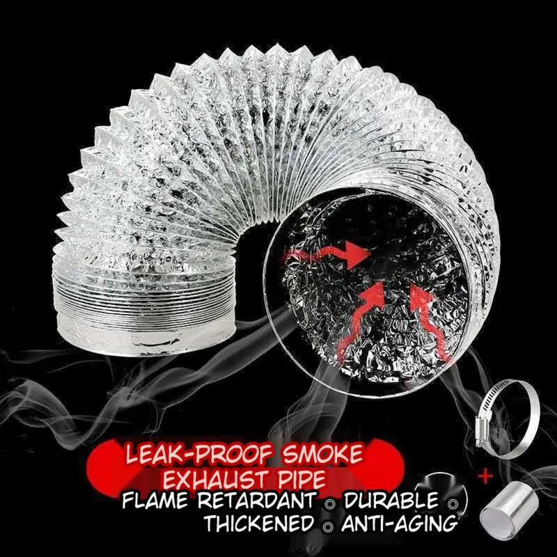 Fire-Retardant Aluminum Dryer Vent Duct – 8" (200Mm) × 2M With Clamp & Tape 1