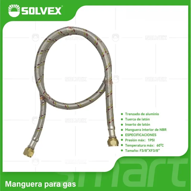 Flexible Aluminum-Braided Gas Hoses – Brass Nut Fittings (F3/8" × F3/8") For Safe Fuel Supply 1