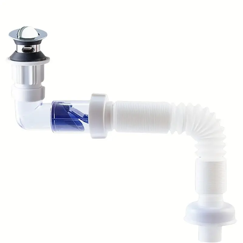 Flexible Anti-Odor S-Trap For Sinks – Extendable P-Trap For Bathroom & Kitchen Drains (30–32 Mm Inlet, White) 1